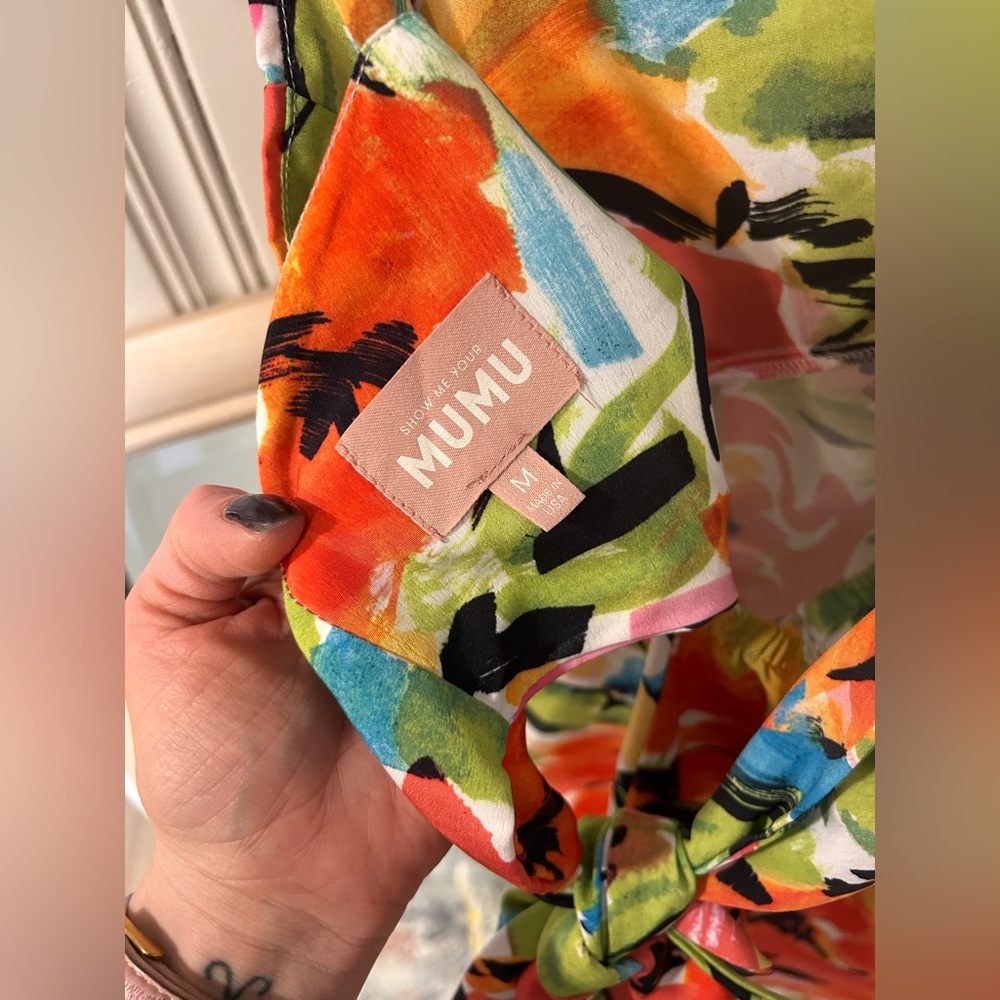Show Me Your MuMu Lauren Tie Mini Dress in Mimosa Blooms sz M - Picture 5 of 5